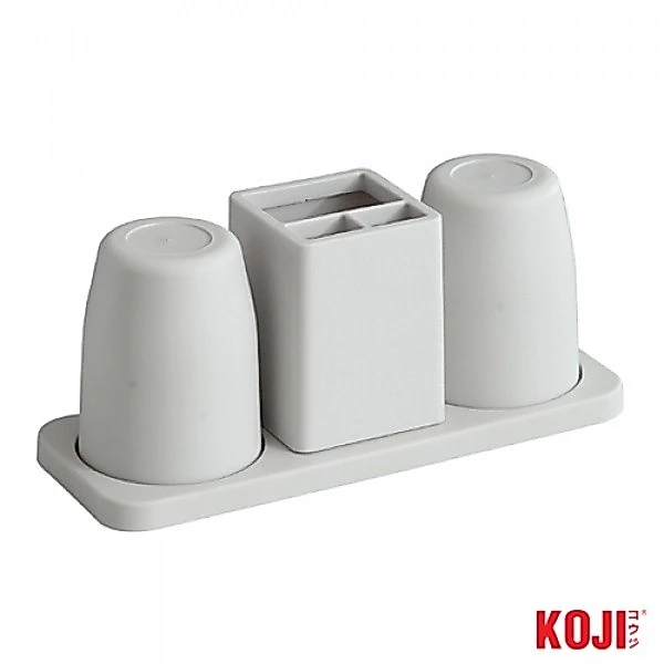 GlobalHouse KOJI DIY ชุดแก้วใส่แปรงสีฟัน รุ่น 2SJX052-GY ขนาด 12x27x10 cm. สีเทา สินค้าของแท้คุณภาพดี
