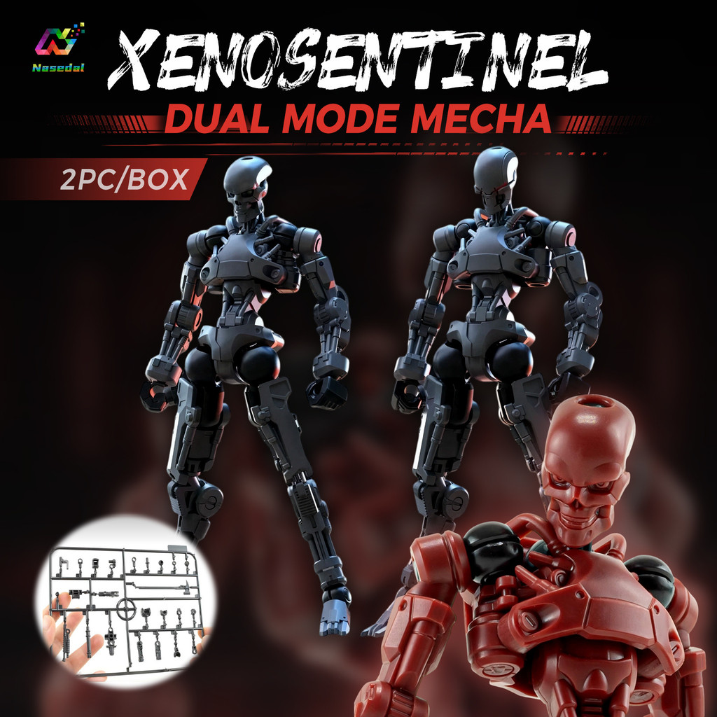 2 ชิ้น/กล่อง Sheik แผ่นดินใหญ่ XENOSENTINEL 3MIN โครงการ Dual Mode Sentinel & Slay รูปแบบ Mecha Action Figure ชุดประกอบ 3.75 นิ้ว Full Articulated Action Figure