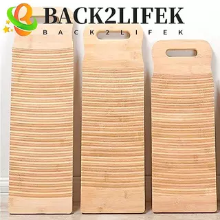 BACK2LIFEK Washboard ซักมือที่เป็นมิตรกับสิ่งแวดล้อม ไม้ไผ่กันลื่น กระดานซักผ้าที่ทนทานแบบพกพา