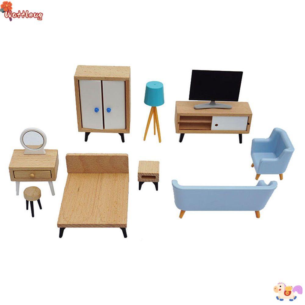 WATTLEUG Mini Furnishing 1:12 Scale Dolls Accessories Micro Landscape TV Cabinet