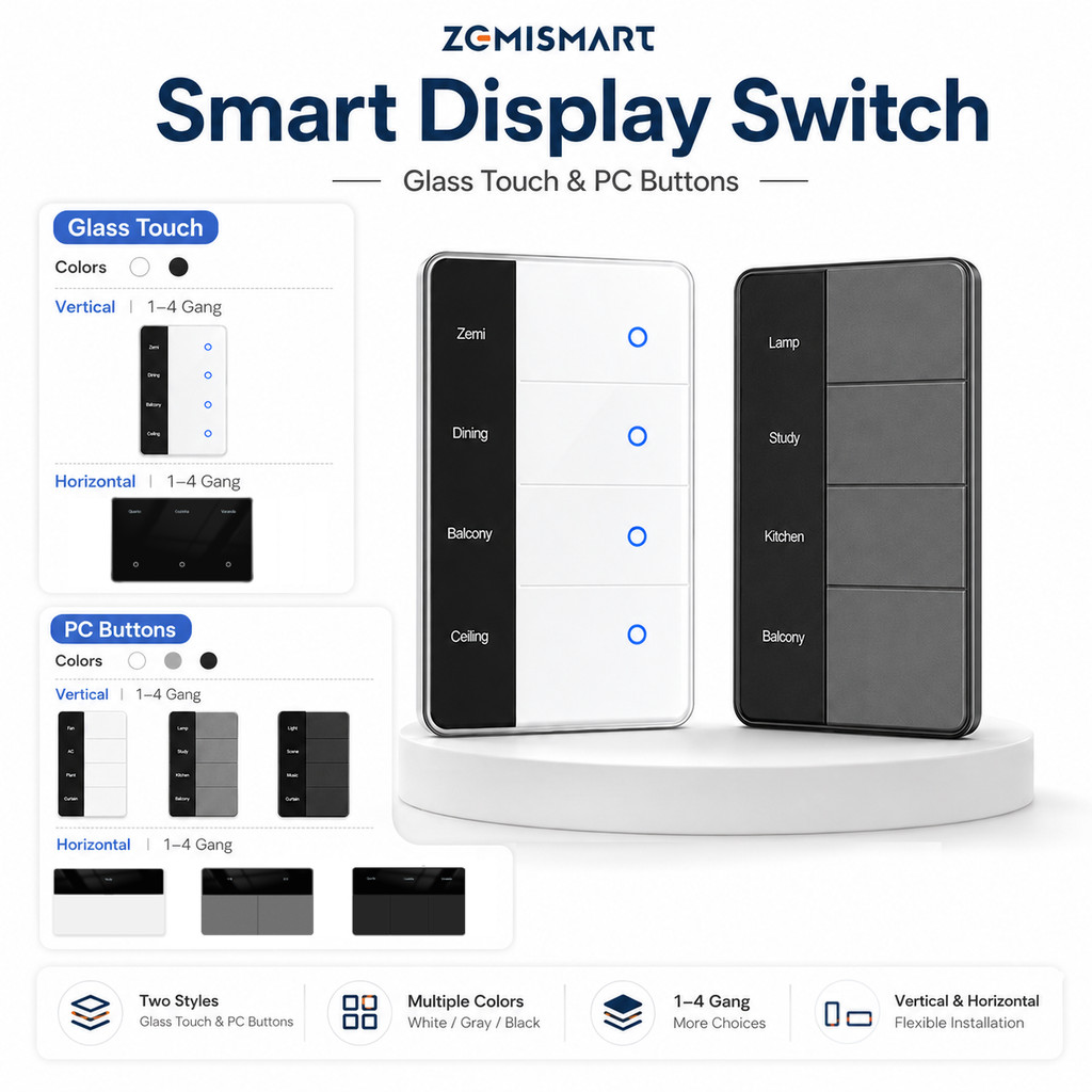 ที่กําหนดเองชื่อจอแสดงผลสมาร์ท Zigbee สวิตช์ไฟสวิทช์สัมผัส/ปุ่ม, Tuya Smart Life Alexa Google HA Homekit ควบคุมเสียงจับเวลาฉากสมาร์ทบ้าน Neutral Switch,Zigbee ตาข่าย,Matter Hub