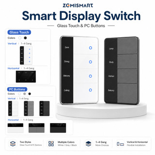 ที่กําหนดเองชื่อจอแสดงผลสมาร์ท Zigbee สวิตช์ไฟสวิทช์สัมผัส/ปุ่ม, Tuya Smart Life Alexa Google HA Homekit ควบคุมเสียงจับเวลาฉากสมาร์ทบ้าน Neutral Switch,Zigbee ตาข่าย,Matter Hub