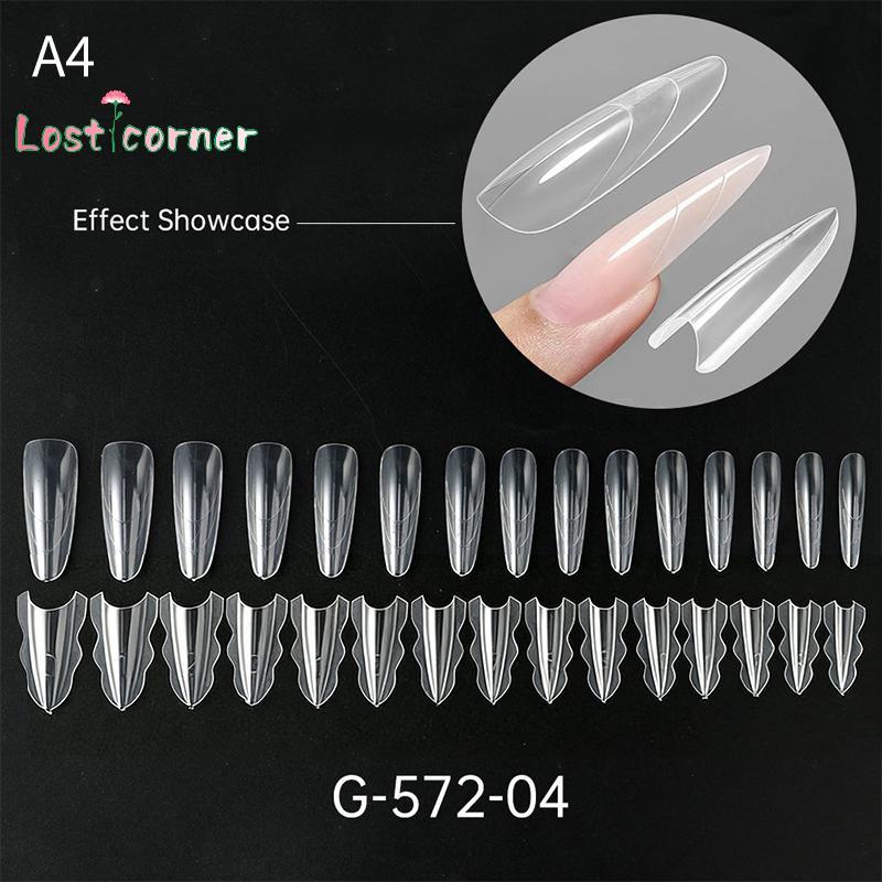 [Lostcorn] 60PCS Dual รูปแบบแซนวิชโลงศพเล็บขยายแม่พิมพ์ 15 ขนาดเครื่องมือทําเล็บแบบใช้ซ้ําได้สําหรับเจลอะคริลิค Home Salon [ใหม่]