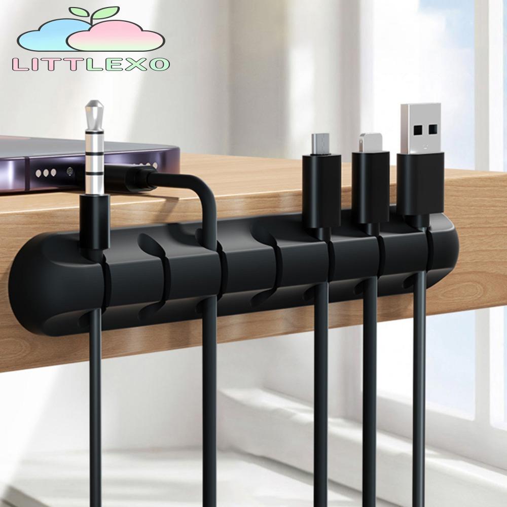 LITTLEX USB Cable Winder, ซิลิโคนสีดํา Cable Organizer, Desktop Tidy ยืดหยุ่นผู้ถือลวดสําหรับเมาส์คีย์บอร์ดหูฟัง Protector