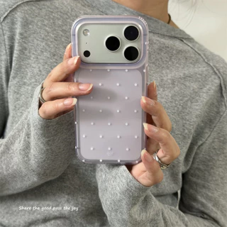 ใหม่ปลอก Matte IMD Clear Blue-Green Small Polka Dot Anti-Drop Case สําหรับ iPhone 14 15 16 17 Pro Max