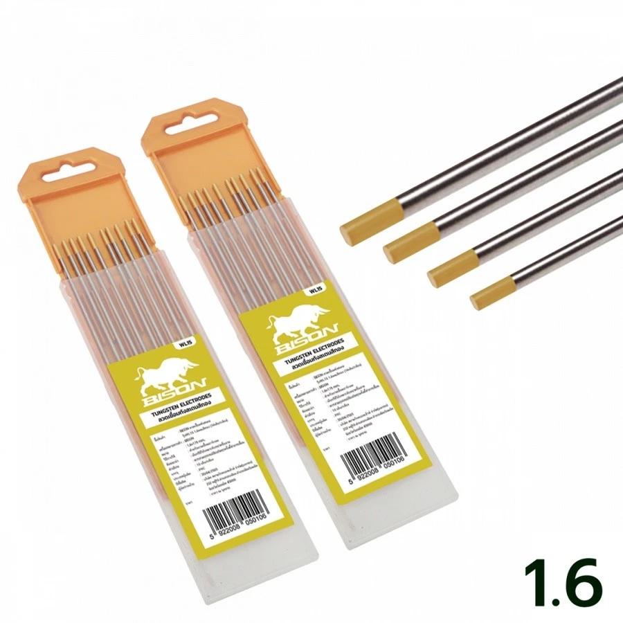 BISON ลวดเชื่อมทังสเตน รุ่นWL15 1.6มม.สีทอง (10เส้น/กล่อง) รับประกันของเเท้
