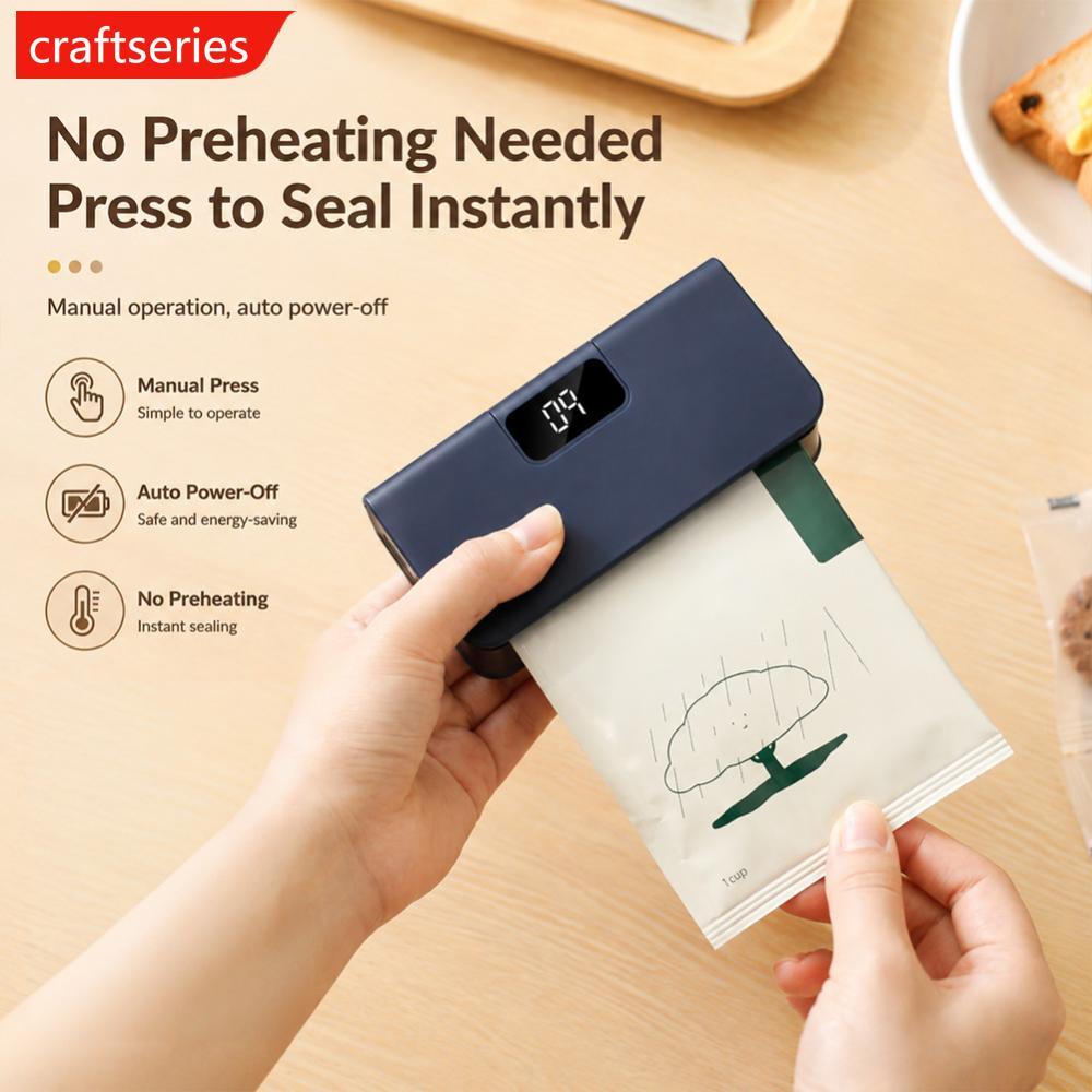 CRAFTSERIES มินิชาร์จกระเป๋าซีลความร้อนซีลสําหรับขนมชากาแฟ USB แบบพกพาเครื่องซีลแม่เหล็กกลับครัวอาหา