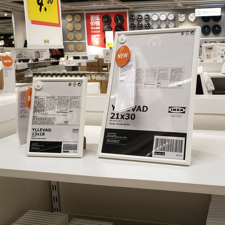 กรอบรูป a2 กรอบรูป a5 IKEA Eleva กรอบรูปกรอบรูปสีขาวสีดําประณีตน้ําหนักเบากรอบแคบ 23 ซม.A4 ในประเทศ 