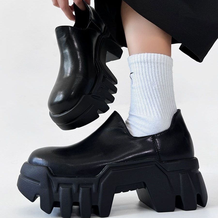 Paris Bulldozer หนาSoled Heightening Derby รองเท้าผู้ชาย Big Toe Platform รองเท้าโลฟเฟอร์ Fried Stre