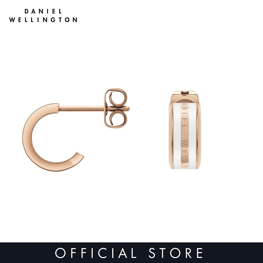 (ทักแชทรับโค้ด) Daniel Wellington ต่างหู EMALIE EARRINGS Satin White สีโรสโกลด์