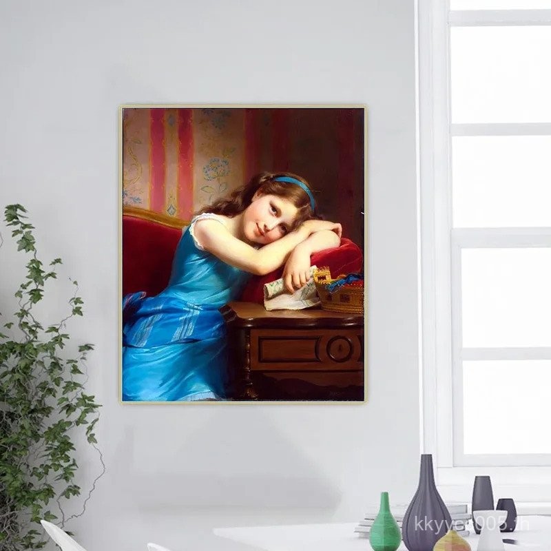 ภาพวาดสีน้ำมัน Fritz Zuber-Buhler "Day Dreaming" บนผ้าใบ สำหรับตกแต่งผนังห้องนั่งเล่น