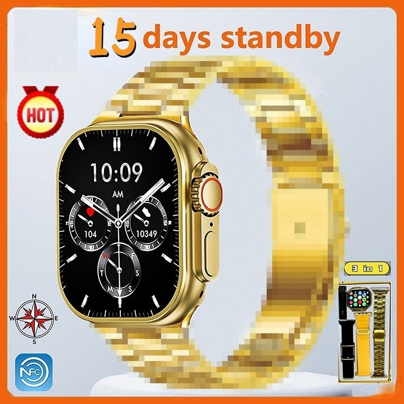 2024 TOP GN9 Ultra Pro สมาร์ทนาฬิกา 24K Gold 700mAh NFC Smartwatch ผู้ชายผู้หญิง Ultra Series 8 เข็ม