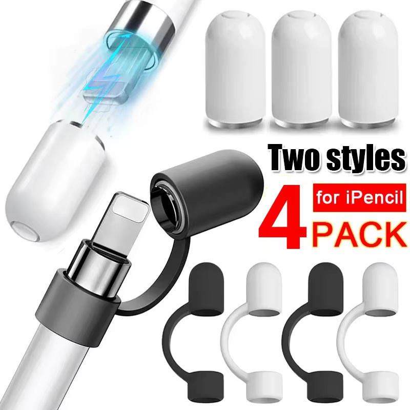 Ankndo 4/2/1PCS Anti-lost Pencil Cap ฝาครอบป้องกันสําหรับ Aple iPencil 1st Gen Soft ซิลิโคน Stylus ปากกาผู้ถือ