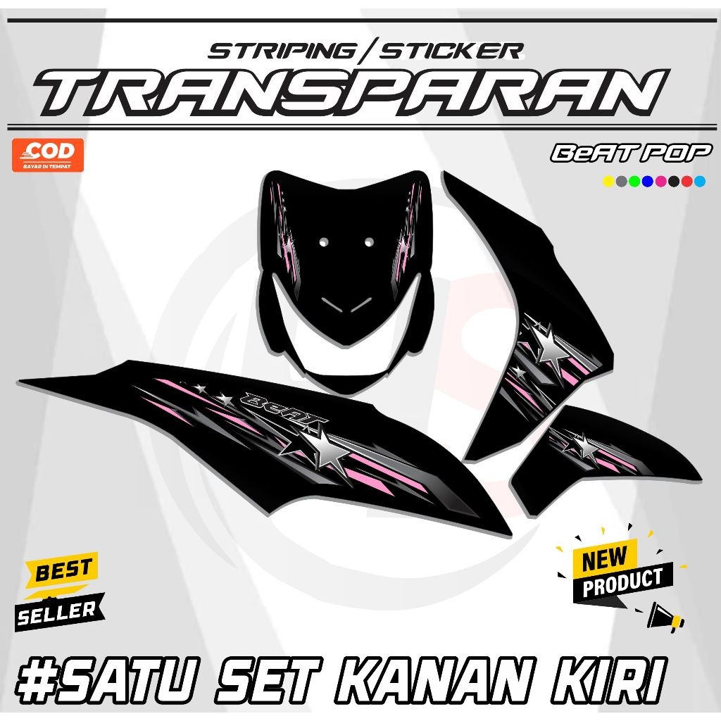 Honda UV โปร่งใสสติกเกอร์ใส Striping Beat POP Uv การออกแบบที่เรียบง่าย H17 UV TRANSPARENT STRIPING