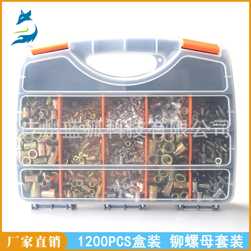 304 สแตนเลสสตีล Rivet Nut M3 ~ M12 Rivet Nut ชุด 1200 ชิ้น Rivet Nut แบนหัวคอลัมน์ Rivet Nut