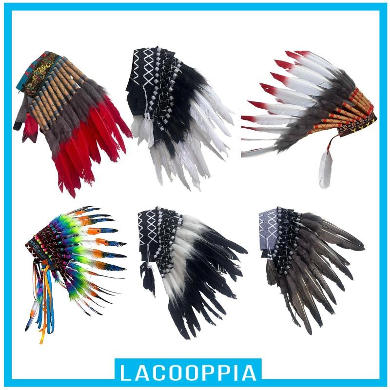 [Lacooppia] หมวกสไตล์ชนเผ่าอเมริกันพืชมันิค สไตล์อินเดียนแดง สำหรับงานปาร์ตี้ ทั้งชายและหญิง