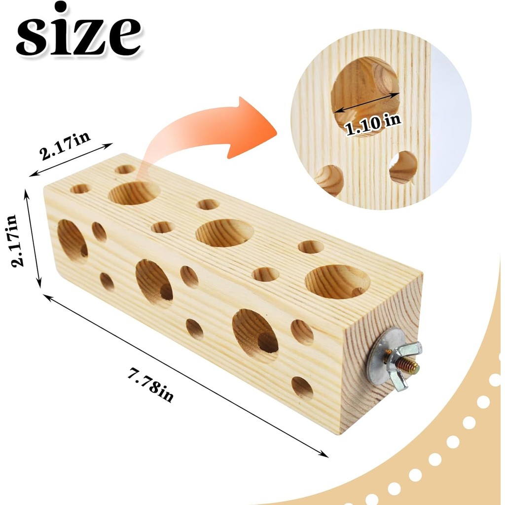 นกบล็อกไม้เคี้ยวของเล่น Parrot Beak บดของเล่นไม้นกกรง Foraging การฝึกอบรมของเล่นนก Perch สําหรับ Par