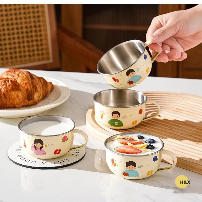ชม. & X 80/220มิลลิลิตรสแตนเลสถ้วยน้ําแก้วสําหรับเด็กต่อต้านลวกนมถ้วยกาแฟน่ารักดื่มแก้วถ้วยกาแฟ