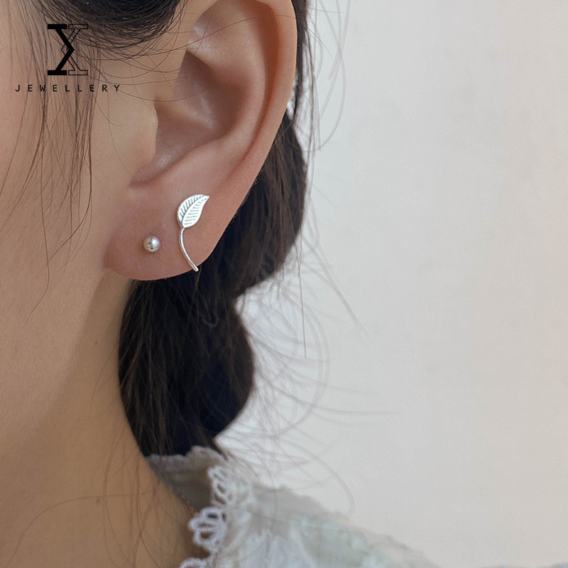 ต่างหู Leaf Turnbuckle จากเงินสเตอร์ลิง 100% S999 สไตล์แฟชั่น