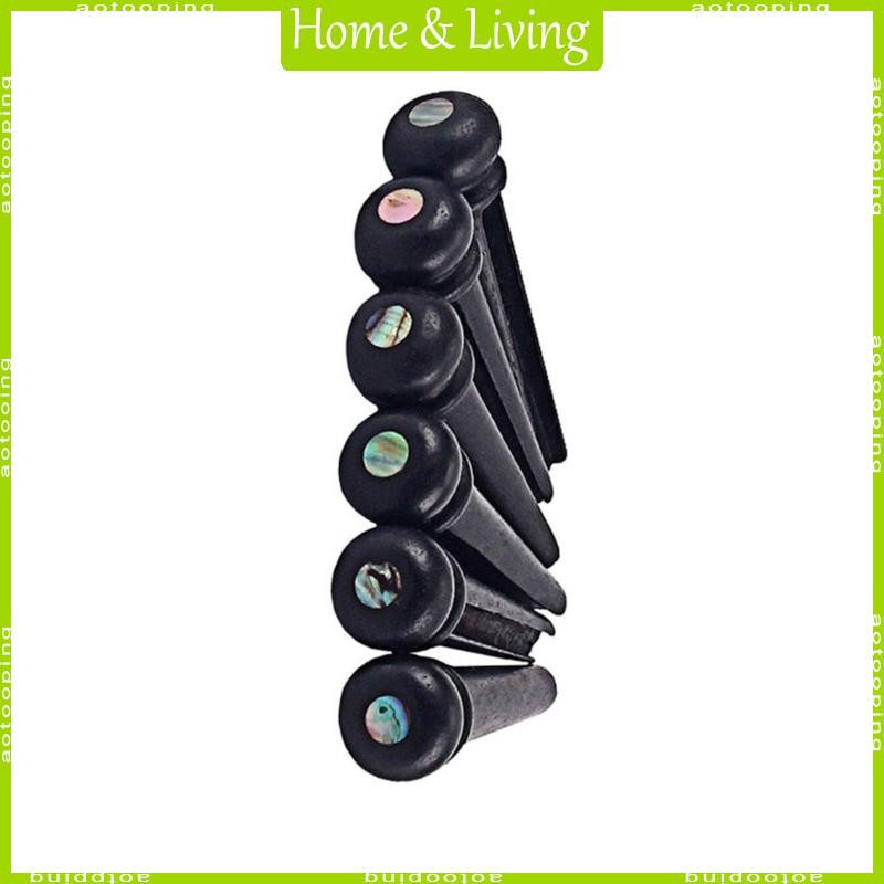 AOTOO 6 ชิ้นคงที่กระดูกกีตาร์สะพาน Pin Ebony กีตาร์สะพาน Pin ใช้งานง่าย