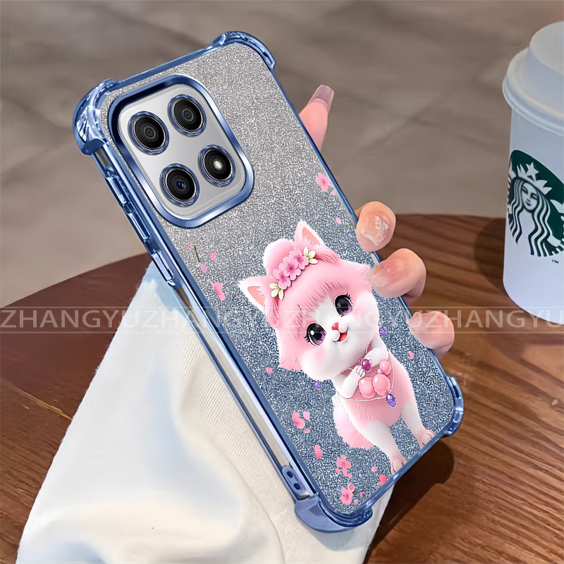 สําหรับ Honor X6C X6 X6S X8 4G 5G X6A X5B plus X6B X8A X8B X8C 400 สมาร์ท Electroplated กันกระแทกเคสโทรศัพท์ลายแมวน่ารัก TPU นุ่มป้องกัน HM - รูปที่ 4