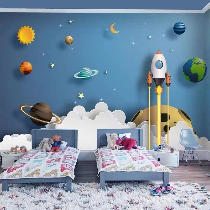 วอลล์เปเปอร์ห้องนอน Nordic Boy ธีม_space_planet_สำหรับวางข้างเตียง