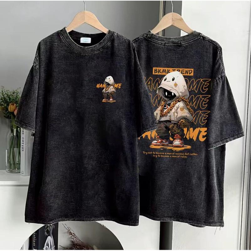 ไซส์ M-3XL มีหลายไซส์ให้เลือก ผ้าคอตตอน ใส่ได้ทั้งชายและหญิง พิมพ์สกร วินเทจผู้ชายและผู้หญิงถนนล้างด้านบน