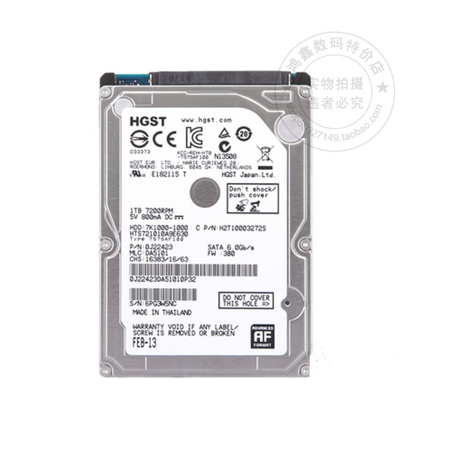 จัดส่งฟรี ยี่ห้อใหม่ HGST/Hitachi แล็ปท็อปโฮสต์ Hard Disk 1T 7200 Rpm 32M SATA10 8 ซม.