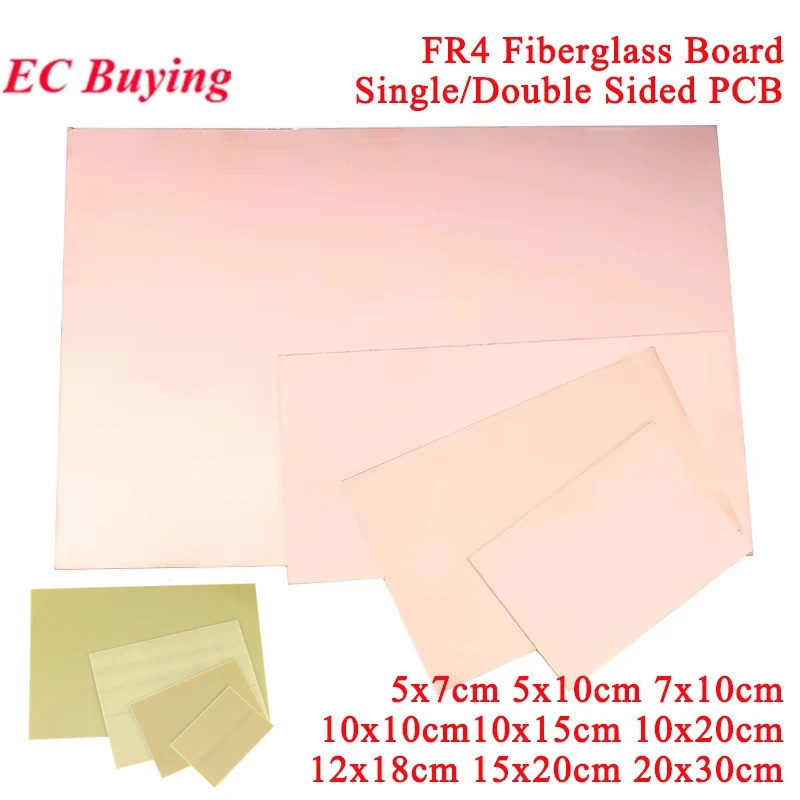 FR4 ไฟเบอร์กลาสเดี่ยว/สองด้านทองแดง Clad ต้นแบบ DIY ลามิเนตพิมพ์วงจร PCB แผ่นอิเล็กทรอนิกส์ 5*7 5*10