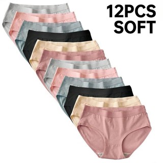 6-12Pcs/Set Candy Color Underwear Women's Comfort High-Quality Cotton Crotch Mid Waist Breathable