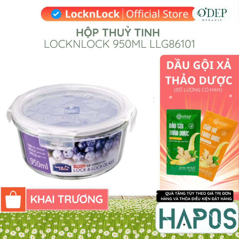 ชามแก้วมีฝาปิดสุญญากาศ กล่องแก้วทนความร้อน 950ml ของแท้ LocknLock LLG861-1 - HAPOS HEL
