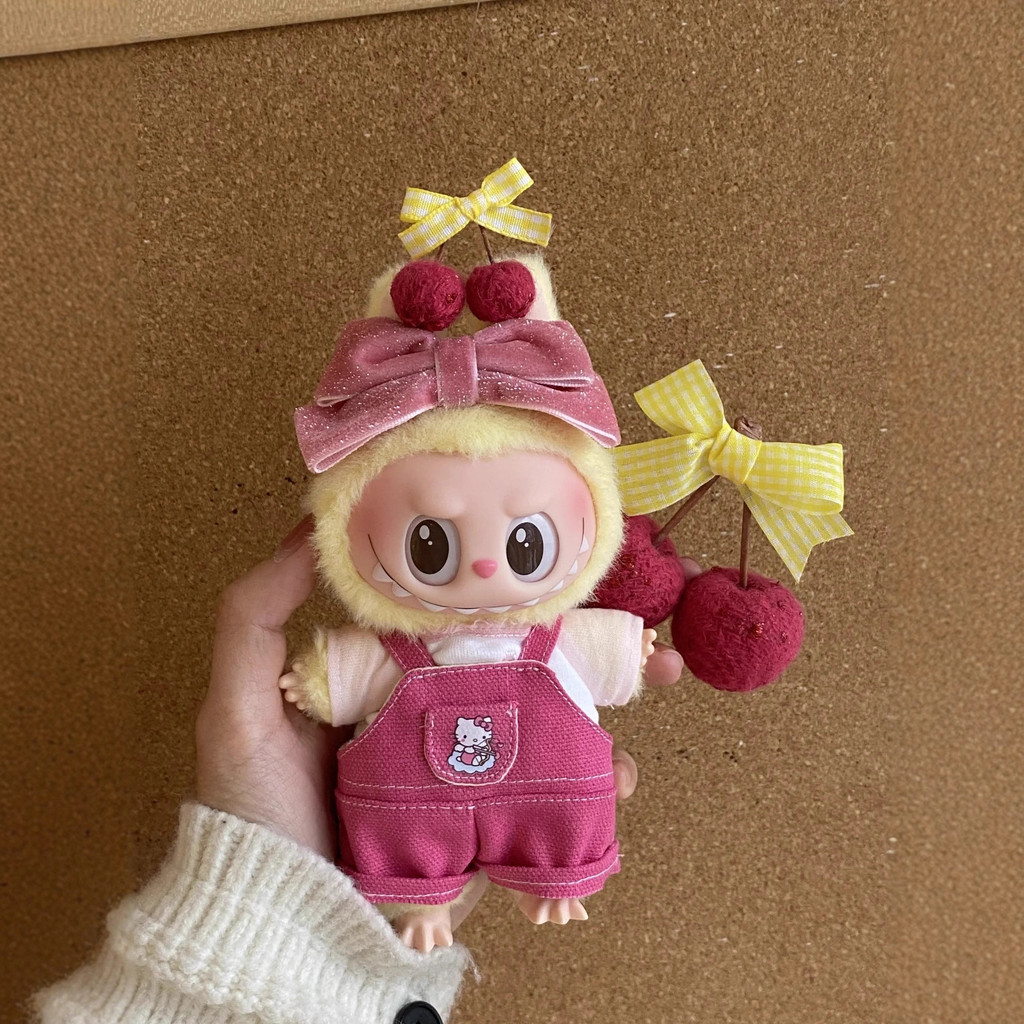 Cherry Katie Overalls labu เสื้อผ้าเด็ก labubu เสื้อผ้า 15 ซม. 123th Generation ไม่มีตุ๊กตา#WW0911#