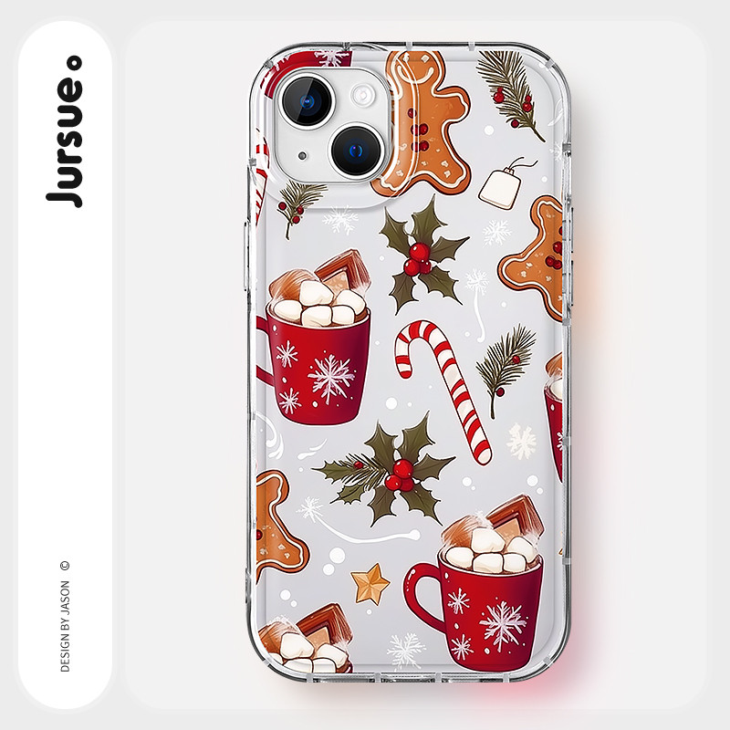 JURSUE เคสไอโฟน วันคริสต์มาส เคสนุ่มกันกระแทก น่ารัก ศิลปะนามธรรม เคสโทรศัพท์ for iPhone 17 Air 16 1