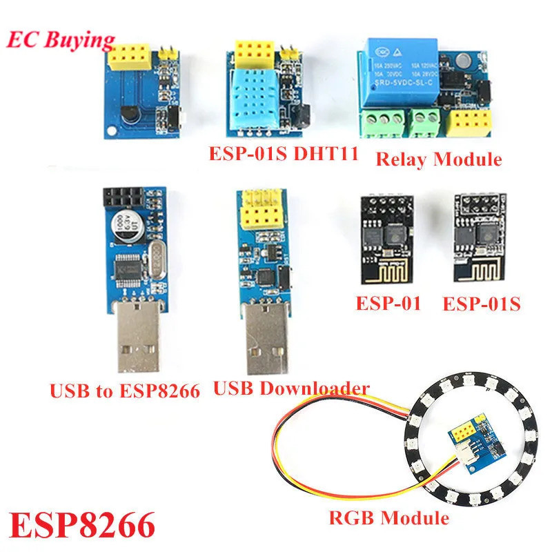 ESP8266 5V WiFi รีเลย์โมดูล DHT11 RGB LED Controller Things สมาร์ทรีโมทคอนโทรลสวิทช์ ESP-01S สําหรับ