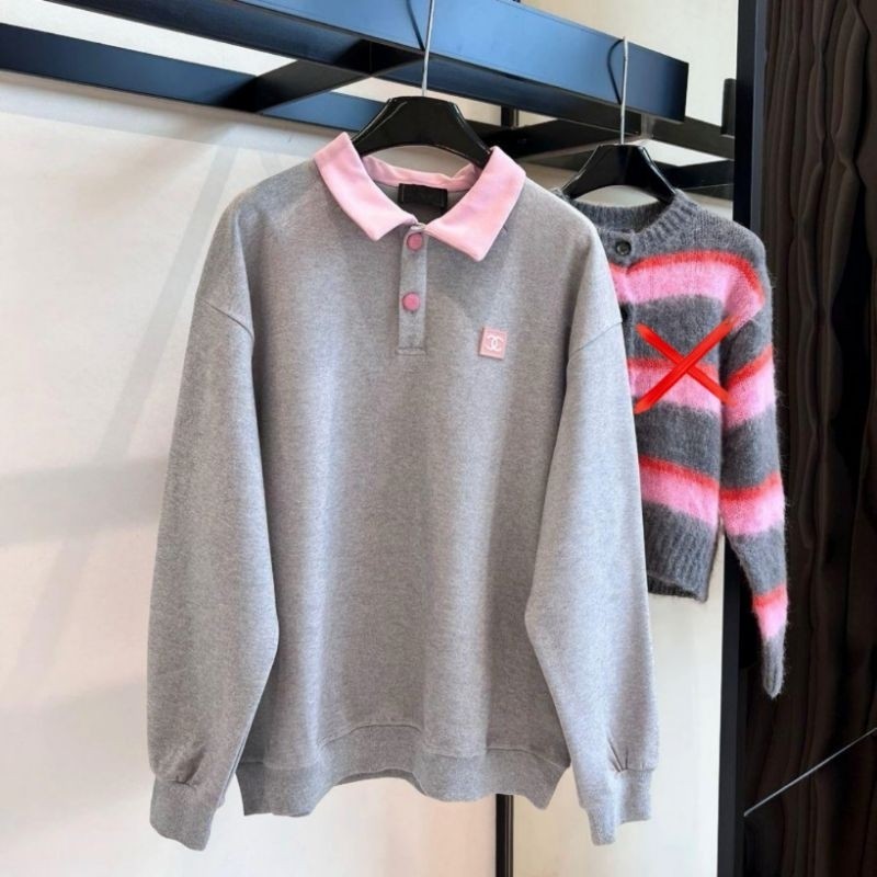 ( S - 6XL ) - เสื้อสเวตเตอร์คอปกโปโลขนาดใหญ่ ( S - 6XL ) EMBROIDERY SIMPE LOGO CC Crewneck Mix Two T