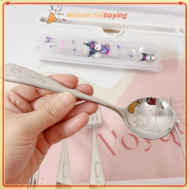 Wbth ชุดช้อนส้อมสเตนเลส ลายการ์ตูน Cinnamorolls น่ารัก สามชิ้น สําหรับเด็ก - รูปที่ 6
