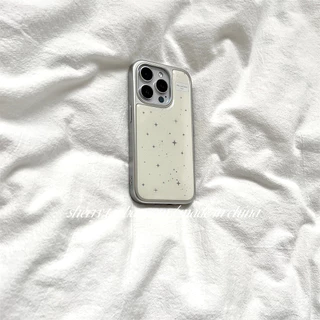 Milky White Cross Star เคสโทรศัพท์ Anti-Fall สําหรับ iPhone 16 Promax 15 Promax 11 12 13 14plus 15plus 16e 16plus 16pro 15pro