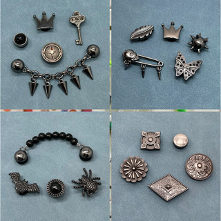 เสน่ห์รองเท้า สีดํา punk โลหะรองเท้าอุปกรณ์เสริม retro รองเท…