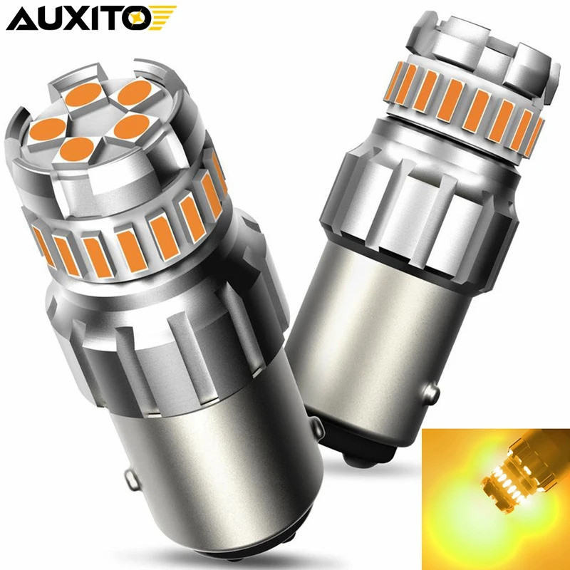 AUXITO 2PCS BAY15D 1157 7507 P21/5W BAY15D หลอดไฟ LED รถ MINI Trun สัญญาณไฟไม่มีขั้วอัตโนมัติหลอดไฟ 