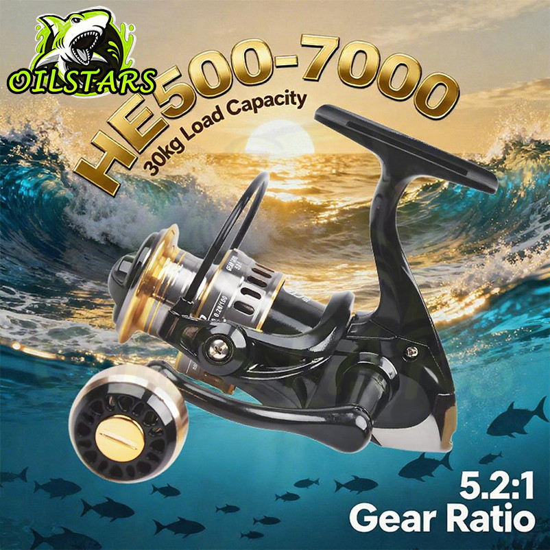 🔥 OilStars รอกตกปลา รอกสปินนิ่ง รอกเบ็ดตกปลา รอกเบอร์ 500-7000 gear ratio 5.2:1 max drag 30KG รอกสปินถูกๆ ลอกตกปลา รอกห