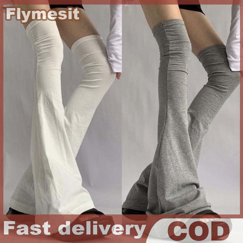 Flymesit Y2K ถุงน่องยืดหยุ่นกระชับสัดส่วน สไตล์ญี่ปุ่น เข่าสูง Cuffs สำหรับแฟชั่นEN