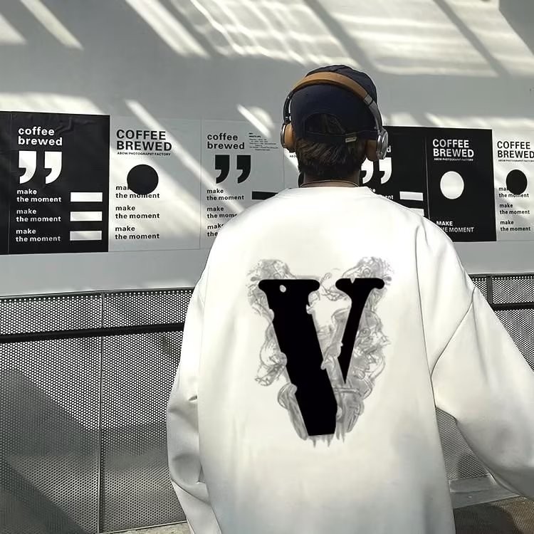 Retro Sweatshirt Jacket High Street 2024 คู่รอบคอใหม่ฤดูใบไม้ผลิฤดูใบไม้ร่วง 23 เสื้อผ้าผู้ชาย Stree