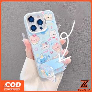 เหมาะสําหรับ OPPO Reno16F 16Pro 15F 15ProMax 14F 14Pro 13F 13Pro 12F 12Pro 11F 11Pro 10Pro 8T 8Z 7Z 6Z น่ารักคิดสตรอเบอร์รี่หมีกระจกขาตั้ง IMD กันกระแทก TPU Ph