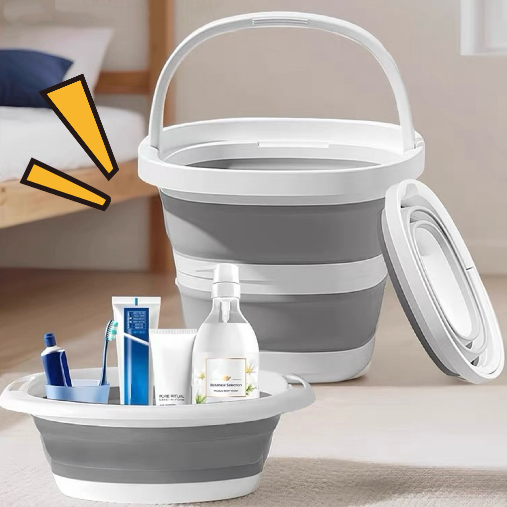 ถังพับได้ ถังน้ำ ซิลิโคนหนา ความจุ 5-10 ลิตร ใช้งานได้หลายแบบ พกพาสะดวก พับเก็บง่าย Cheesegirl