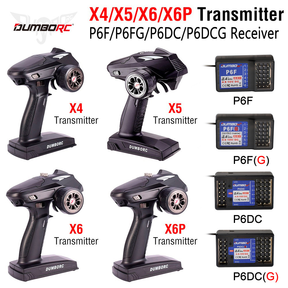 DUMBORC รีโมทคอนโทรล X6 6CH 2.4G RC วิทยุเครื่องส่งสัญญาณโหมดผสม P6F P6FG P6DC P6DCG ตัวรับสัญญาณ