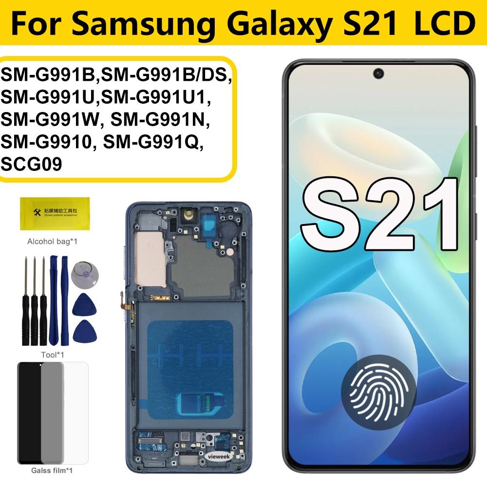 Super AMOLED สําหรับ Samsung Galaxy S21 5G G991B G991N G991U จอแสดงผล LCD Touch Screen Digitizer กรอ