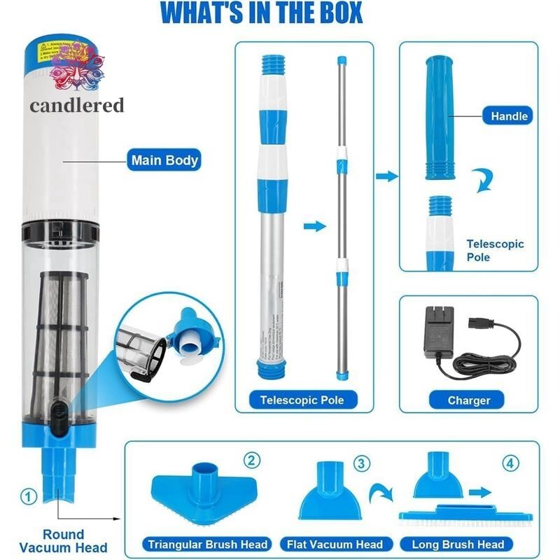 US PLUG Pool VacuumHandheld Pool Cleaner สําหรับสปาอ่างน้ําร้อนและสระว่ายน้ําขนาดเล็กสําหรับทรายและเ