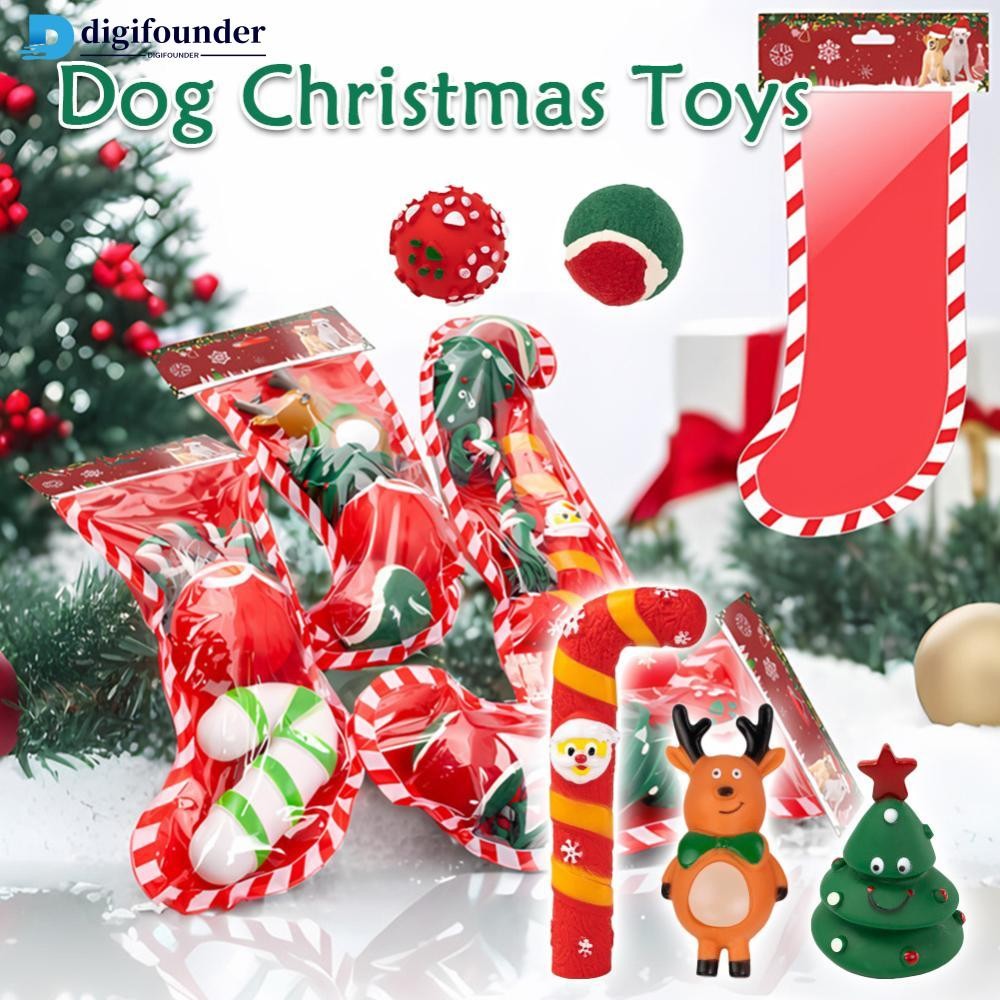 DIGIFOUNDER สุนัขคริสต์มาสของขวัญกล่องสัตว์เลี้ยง Christmas Stocking Stuffers ทนทาน Interactive Fun 