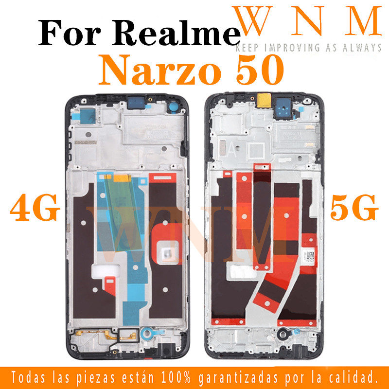 กรอบ LCD สําหรับ Realme Narzo 50 4G RMX3286 Narzo50 5G RMX3572 RMX3571 หน้าจอด้านหน้ากรอบกลาง LCD กลาง Faceplate กรอบ Bezel เปลี่ยนชิ้นส่วน