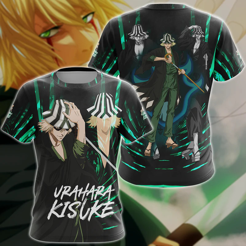 Bleach Kisuke Urahara อะนิเมะมังงะ 3D All Over พิมพ์เสื้อยืดด้านบน